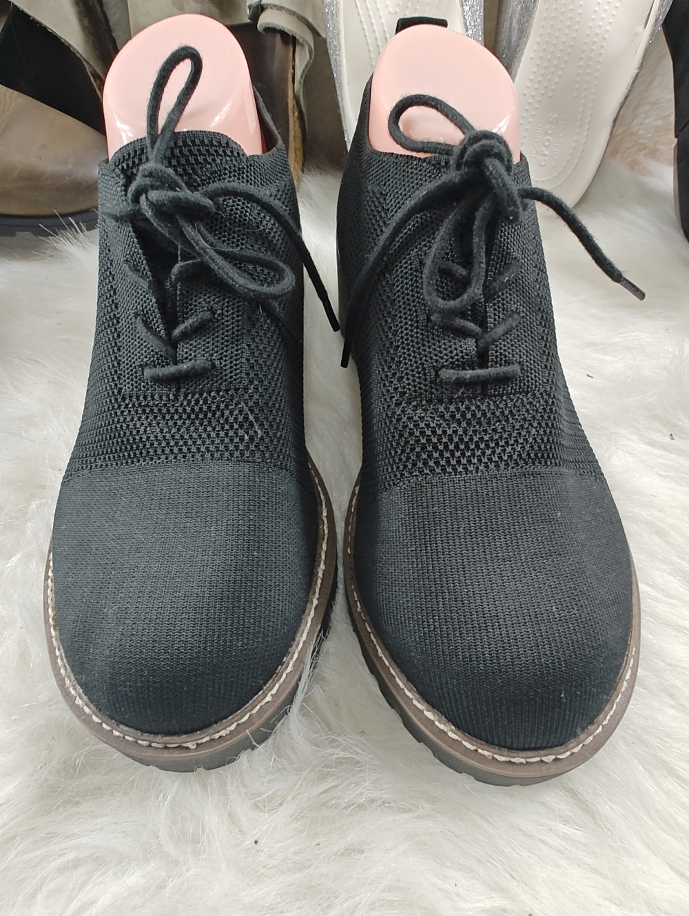 Torrid Black Chunky Lace-Up Shoes Fabric Upper Women’s 9WW Extra Wide Comfort